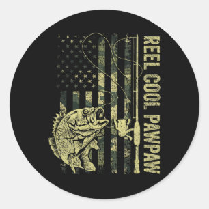 Reel Cool Pawpaw Camouflage American Flag Father's Classic Round Sticker