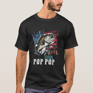 Reel Cool Pop pop Camouflage American Flag Father' T-Shirt