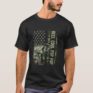 Reel Cool Pop Pop Camouflage American Flag Fathers T-Shirt