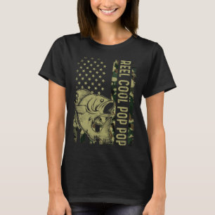 Reel Cool Pop Pop Camouflage American Flag Fishing T-Shirt