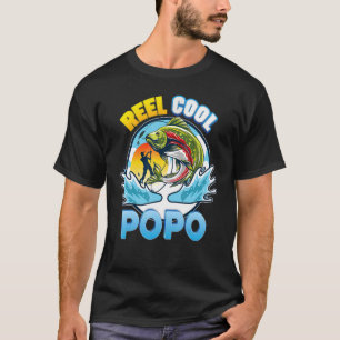 Reel Cool Popo Fishing Dad Father Day  Papa Daddy T-Shirt