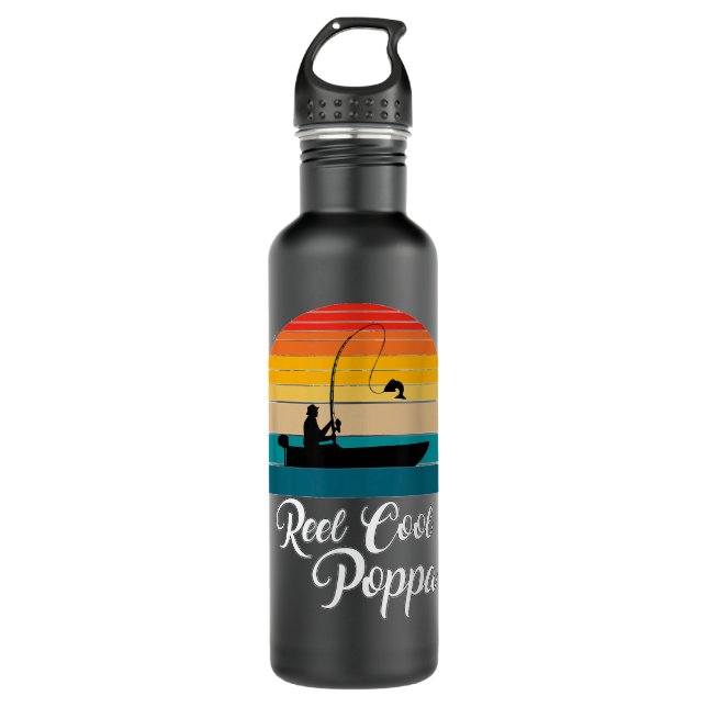 Reel Cool Poppa Fishing Gifs 710 Ml Water Bottle (Front)