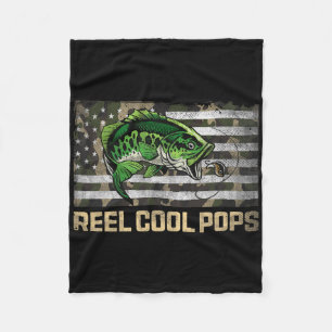 Reel Cool Pops Fishing Camo Flag Fathers Day Fishe Fleece Blanket