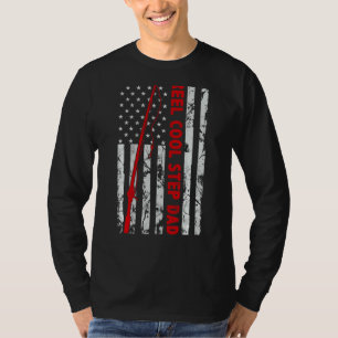 Reel Cool Step Dad Fishing American Flag For Fish T-Shirt