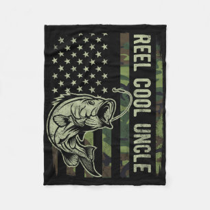 Reel Cool Uncle Camouflage American Flag Funny Unc Fleece Blanket