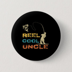 Reel Cool Uncle Fisherman Vintage Father's Day Fis 6 Cm Round Badge