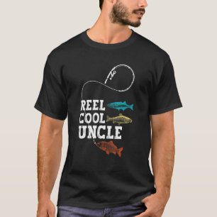 Reel Cool Uncle Fishing Fisherman Funny Vintage Re T-Shirt