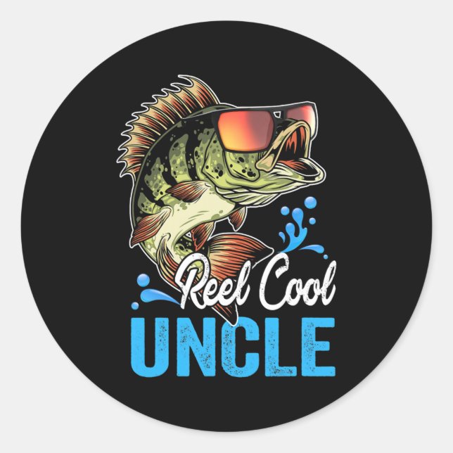 Reel Cool Uncle Fishing Lover Vintage Father's Classic Round Sticker (Front)
