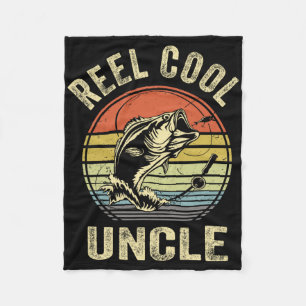 Reel Cool Uncle Shirt Fathers Day B Fish Dad Fishi Fleece Blanket