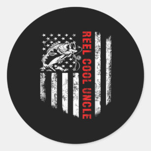 Reel Cool Uncle Shirt Usa Flag Fishing Gift For Fa Classic Round Sticker