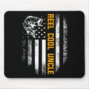 Reel Cool Uncle Shirt Vintage Flag Fishing Fathers Mouse Mat