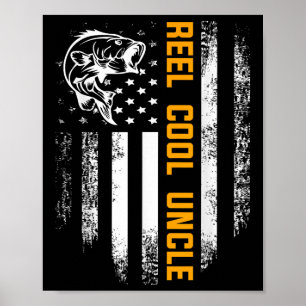 Reel Cool Uncle Shirt Vintage Flag Fishing Fathers Poster