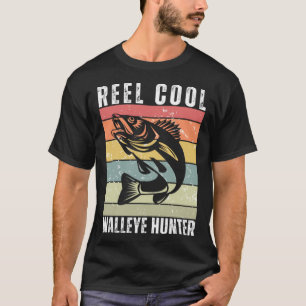 Reel Cool Walleye Hunter Retro Walleye Fishing T-Shirt