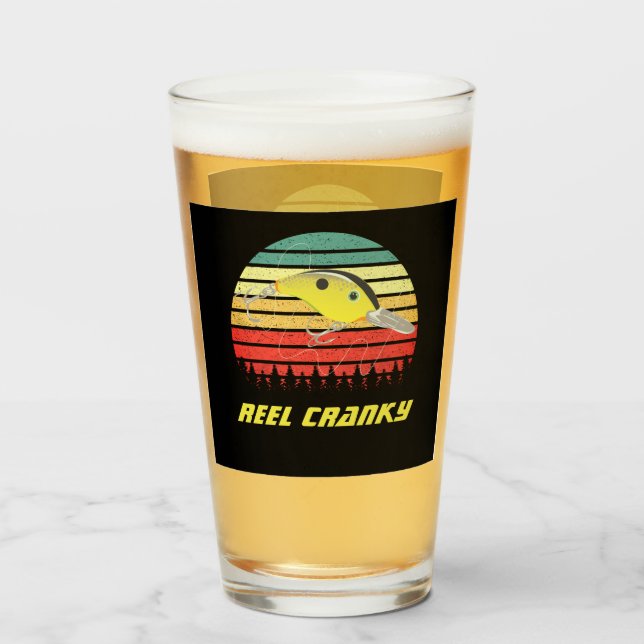 Reel Cranky Funny Bass Fishing Crankbait Retro Glass (Front Filled)