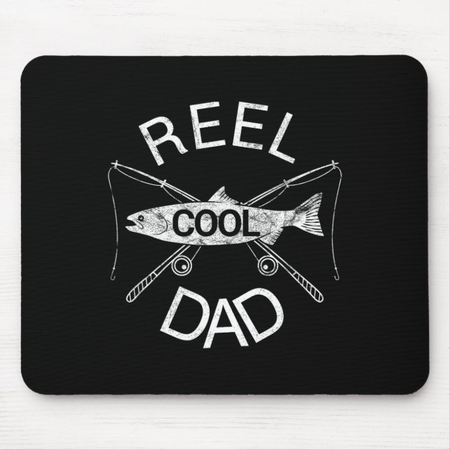 Reel Dad Fishing Daddy Dad Joke Cool Funny  Mouse Mat (Front)