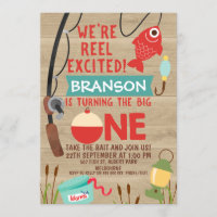 Reel Excited Fishing 1st Birthday Invitation