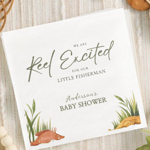  Reel Excited Fishing Baby Boy Little Fisherman  Napkin