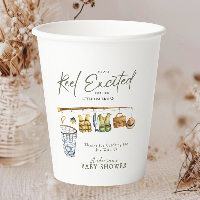 Reel Excited Fishing Baby Boy Shower Party Paper Cups (Creator Uploaded)