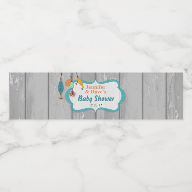 Reel Excited Fishing Baby Shower Bottle Labels (Single Label)