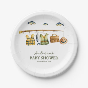 Reel Excited Little Fisherman Baby Shower Paper Plate