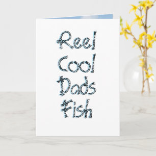 Reel Fishing Fathers Day Funny Greeting Blue Card
