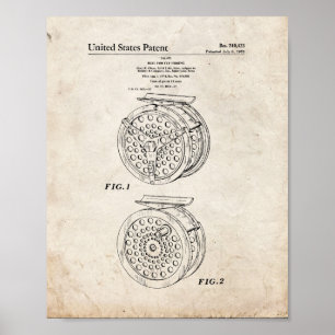 Reel For Fly Fishing Patent - Old Look Poster