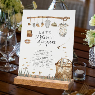 Reel Fun Fishing Late Night Diapers Rustic Sign