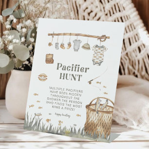 Reel Fun Fishing Pacifier Hunt Baby Shower Sign