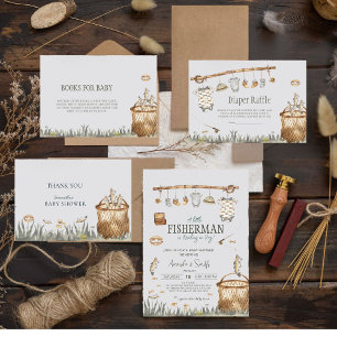 Reel Fun Fishing Watercolor Baby Shower  Thank You Card