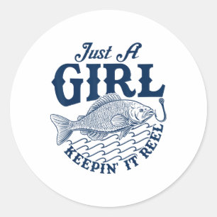 Reel Funny Fishing Graphic Design For Teen Girls A Classic Round Sticker