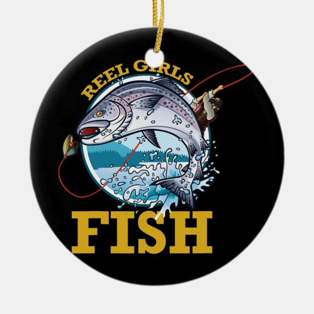 Reel Girls Fish Girls Fishing  Ceramic Tree Decoration (Front)
