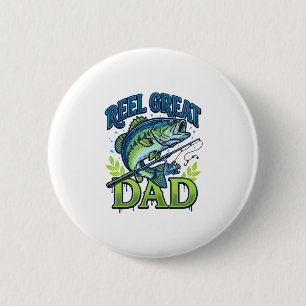 Reel Great Dad Bass Fishing Vintage Vector Design_ 6 Cm Round Badge