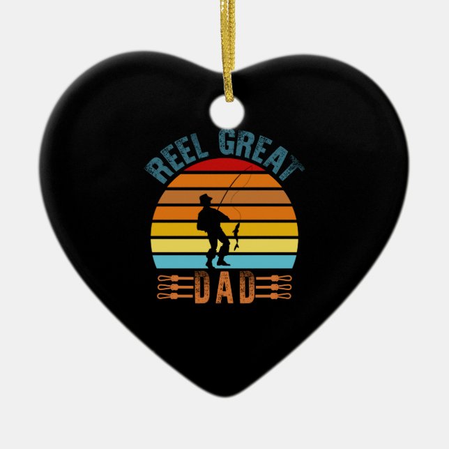 Reel Great Dad Fathers Day Fishing Lover Dad Ceramic Tree Decoration (Front)