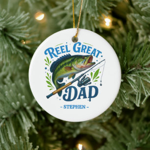 Reel Great Dad – Fishing Rod and Fish Ceramic Tree Decoration