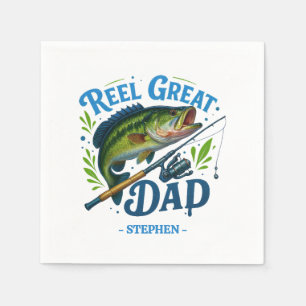 Reel Great Dad – Fishing Rod and Fish Napkin