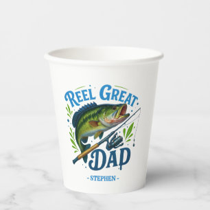 Reel Great Dad – Fishing Rod and Fish Paper Cups