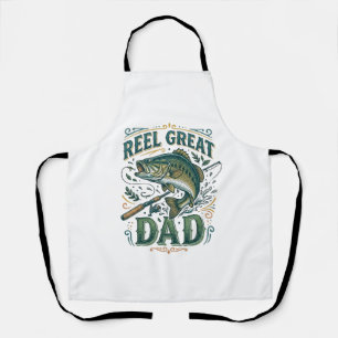 Reel Great Dad Vintage Fishing Father Shirt Design Apron