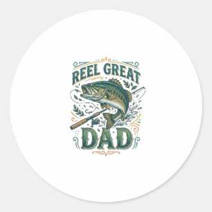 Reel Great Dad Vintage Fishing Father Shirt Design Classic Round Sticker