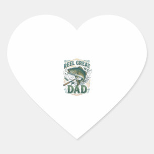 Reel Great Dad Vintage Fishing Father Shirt Design Heart Sticker