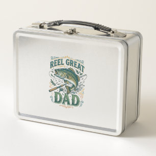 Reel Great Dad Vintage Fishing Father Shirt Design Metal Lunch Box