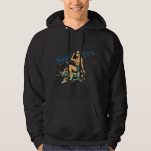 Reel Hustler Retro Fishing Pin-Up   Funny Fish Hoodie