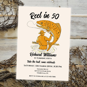 Reel in 50 Fishing Vintage Men's 50th Birthday Invitation