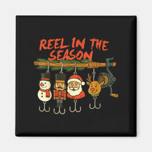 Reel In The Season Fishmas Santa Fishing Fisherman Magnet