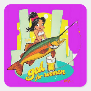 Reel It In: Empowering Women in Fishing Square Sticker