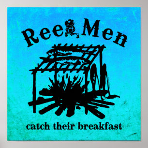 Reel Men Catch Breakfast (BLK) Poster