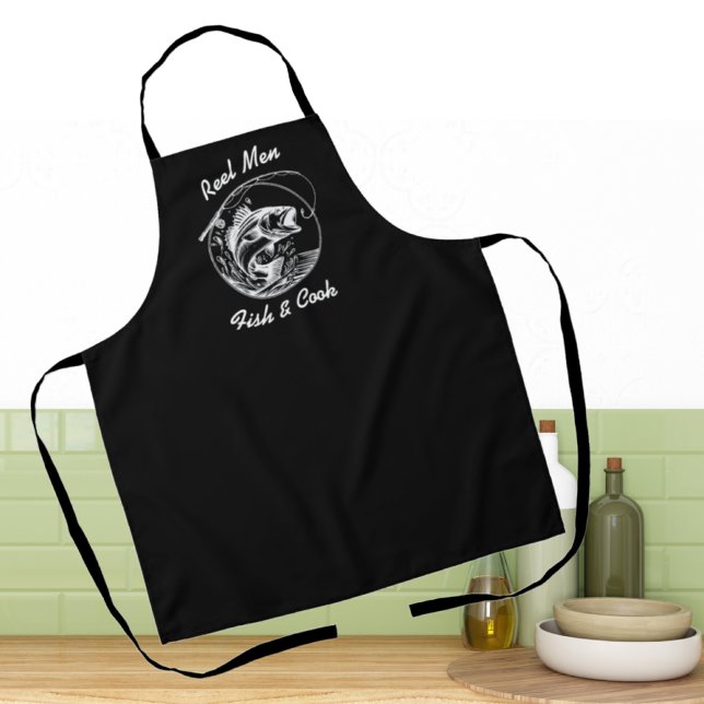 Reel Men Fish & Cook Funny Cooking Kitchen Apron (Creator Uploaded)