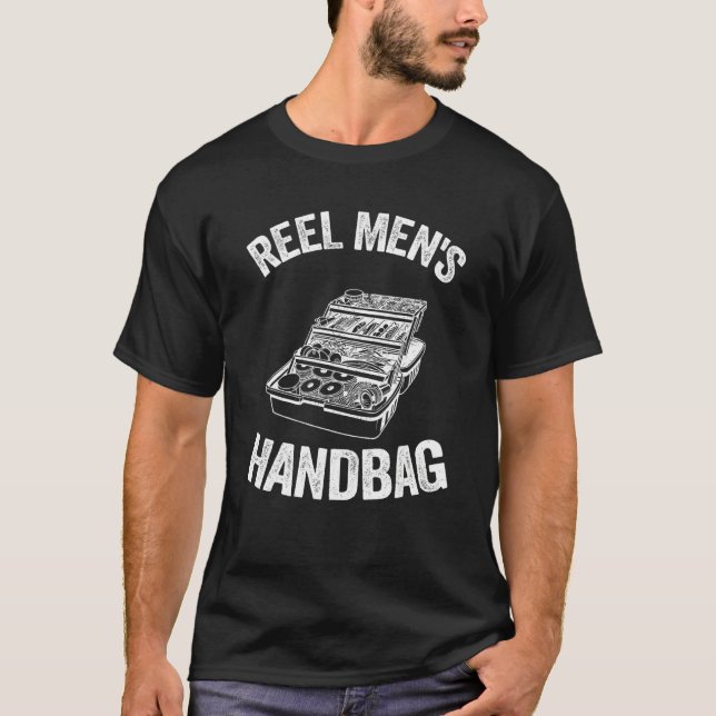 Reel Men's Handbag Dad Fisherman Tackle Box Bass F T-Shirt (Front)