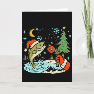 Reel Merry Christmas Fishing Funny Hook B Fi-shirt Card