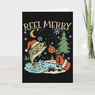 Reel Merry Christmas Fishing Funny Hook B Fi-shirt Card
