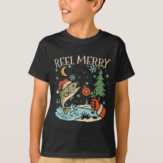 Reel Merry Christmas Fishing Funny Hook B Fi-shirt T-Shirt (Front)